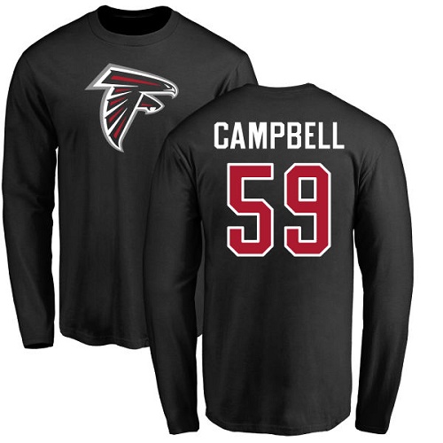Atlanta Falcons Men Black De Vondre Campbell Name And Number Logo NFL Football #59 Long Sleeve T Shirt->atlanta falcons->NFL Jersey
